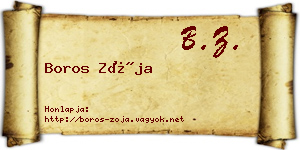 Boros Zója névjegykártya